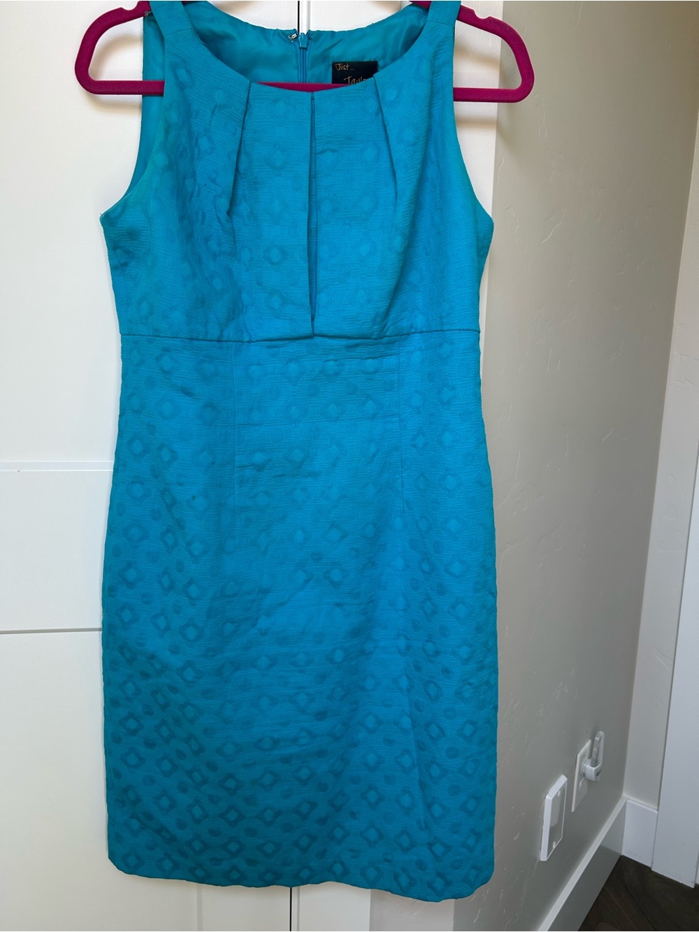 Just...Taylor Teal Textured Sheath Midi Dress Size 8